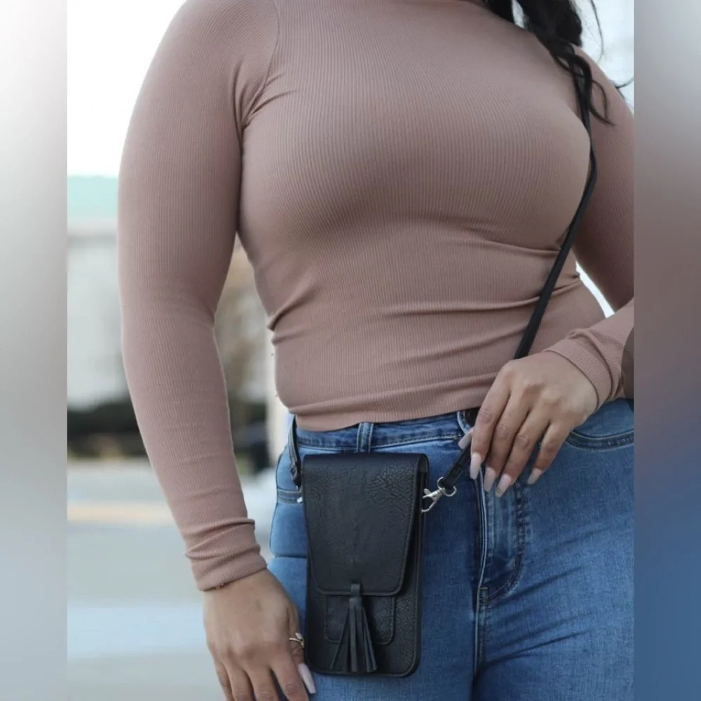 K.Carroll Black Leather Crossbody Bag with Tassel belt loop & adj strap. NWT.  T - Picture 11 of 13